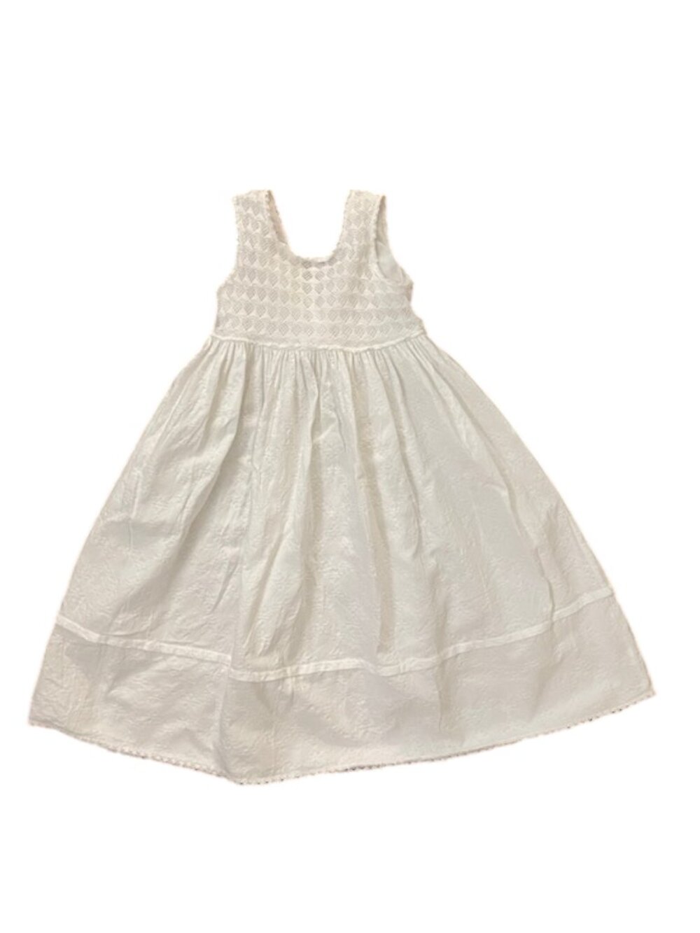 Vintage Oh Hali Girls 8 White Matelasse Maxi Dress Crochet Lace Cottagecore